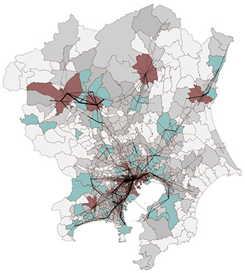 自動車流動の可視化イメージ（関東地方）